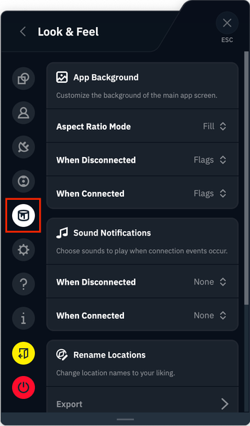 Look & Feel icon location